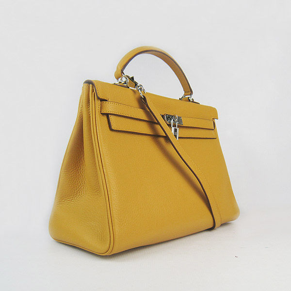 High Quality Hermes Kelly 35CM Togo Leather Bag Yellow 6308 - Click Image to Close